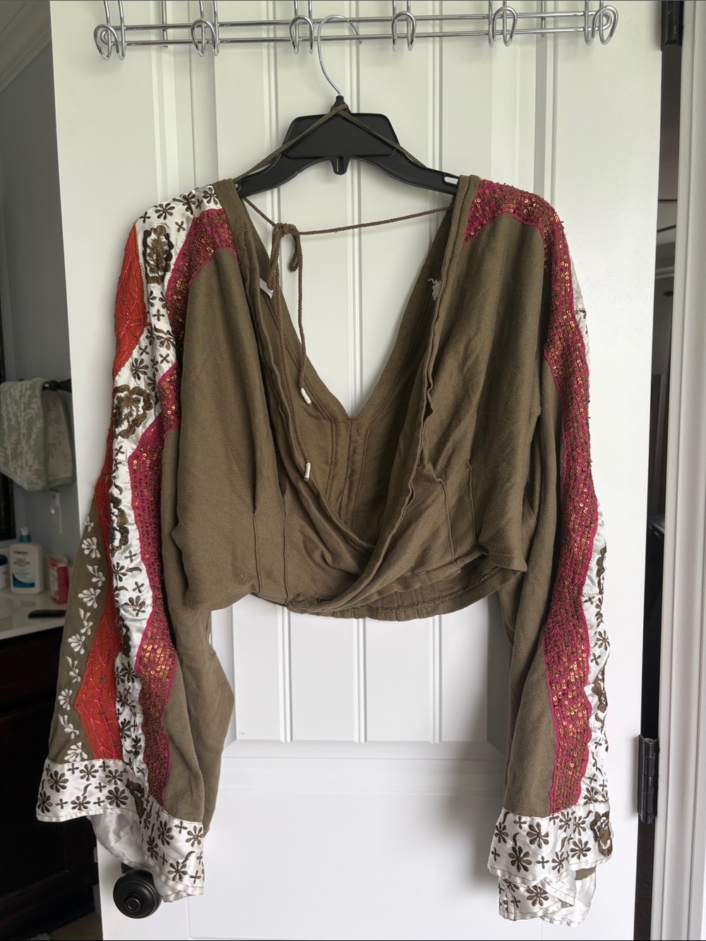 Free People Fairytale Top with Embroidered Sleeves - Picture 2 of 6